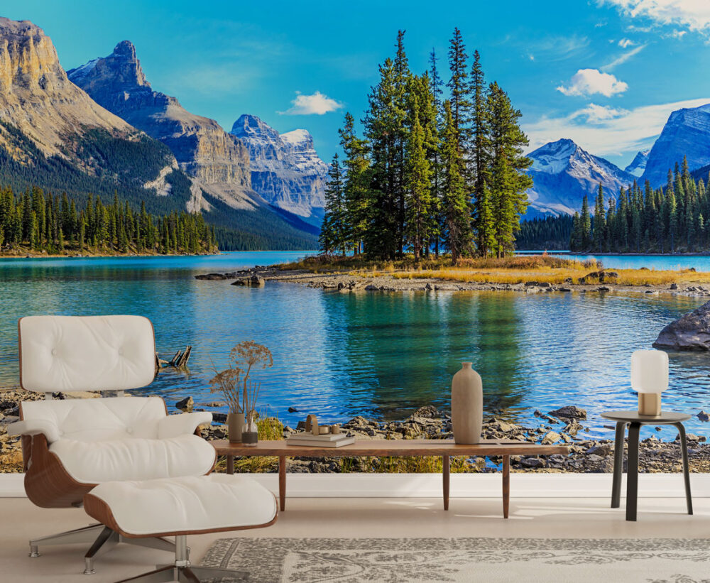 Mountain Lake Wallpaper : Pine Island Alpine Mural - View 5