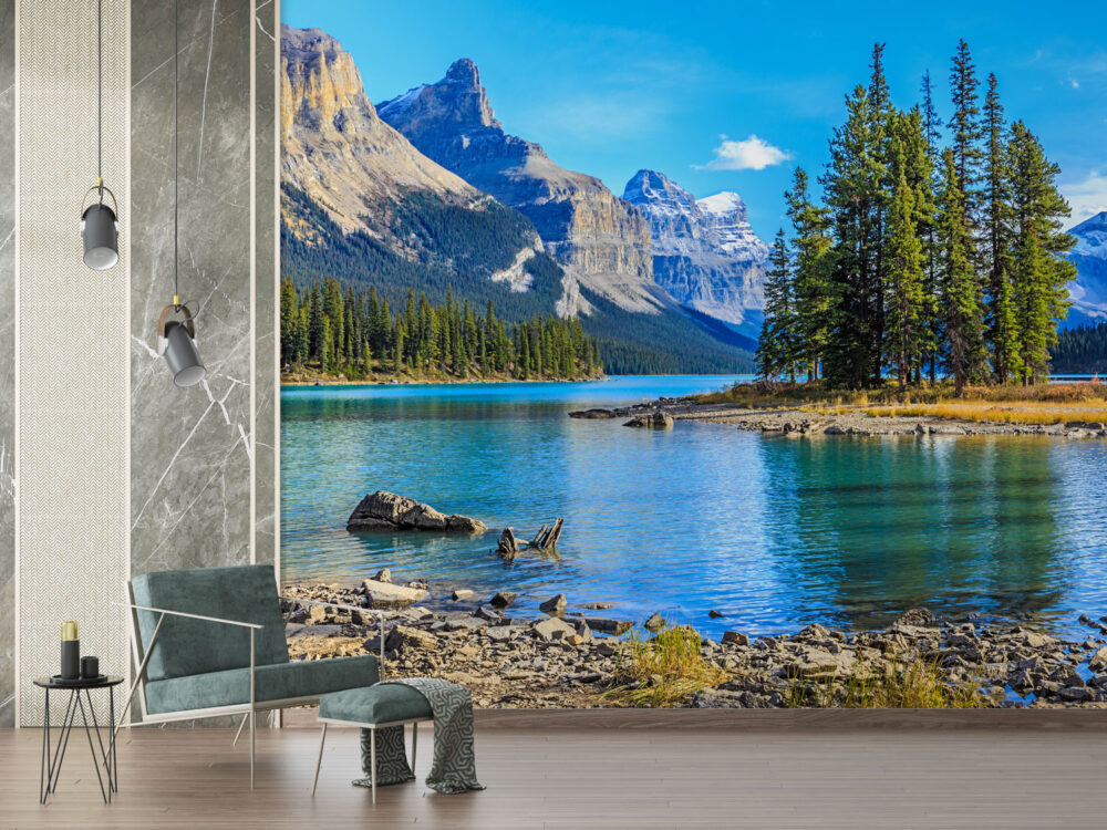 Mountain Lake Wallpaper : Pine Island Alpine Mural - View 4