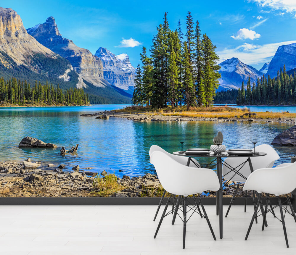 Mountain Lake Wallpaper : Pine Island Alpine Mural - View 3