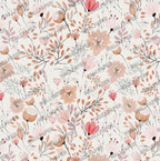 Peach Blossom Wallpaper : Powder Pink Floral on Cream Pattern - View 2