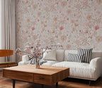 Peach Blossom Wallpaper : Powder Pink Floral on Cream Pattern - View 3