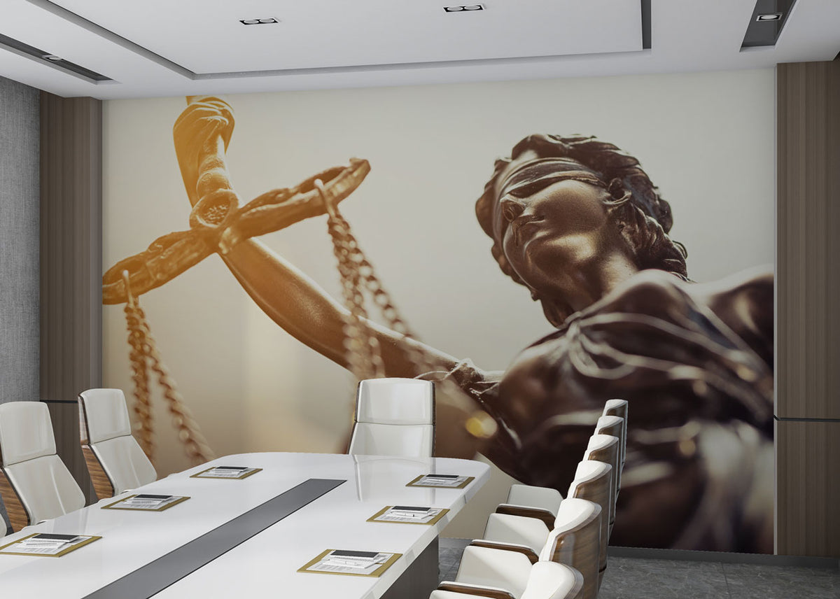 Lady Justice Wallpaper : Bronze Statue Scales Mural