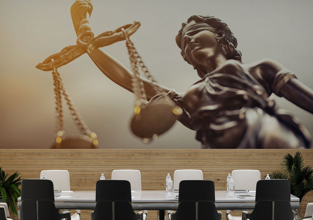 Lady Justice Wallpaper : Bronze Statue Scales Mural - View 3