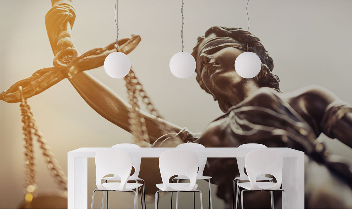 Lady Justice Wallpaper : Bronze Statue Scales Mural - View 4