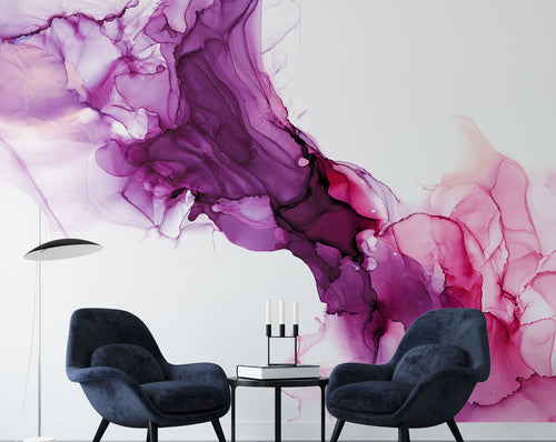 Purple Marble Wallpaper : Magenta Alcohol Ink Mural