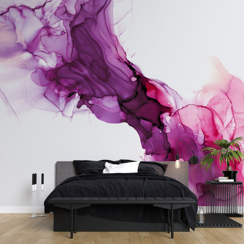 Purple Marble Wallpaper : Magenta Alcohol Ink Mural - View 5