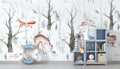 Woodland Animals Wallpaper : Soft Birch Forest Nursery Mural