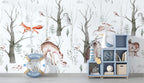 Woodland Animals Wallpaper : Soft Birch Forest Nursery Mural