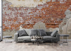 Exposed Brick Wallpaper : 3D Weathered Red Brick Mural - View 4