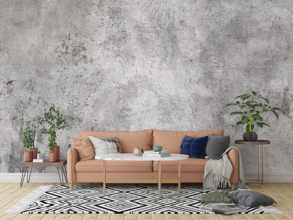 Concrete Texture Wallpaper : Light Grey Cement Mural - View 4
