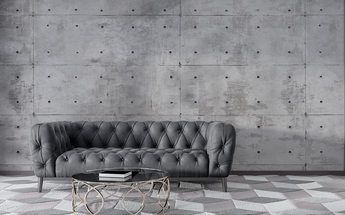 Concrete Panel Wallpaper : Grey Tie-Hole Formwork Mural