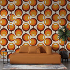 Retro 70s Wallpaper : Orange Circle Geometric Pattern - View 4