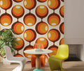 Retro 70s Wallpaper : Orange Circle Geometric Pattern