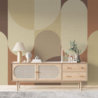 Beige Arch Wallpaper : Soft Geometric Mid-Century Mural - View 3