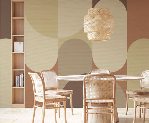 Beige Arch Wallpaper : Soft Geometric Mid-Century Mural