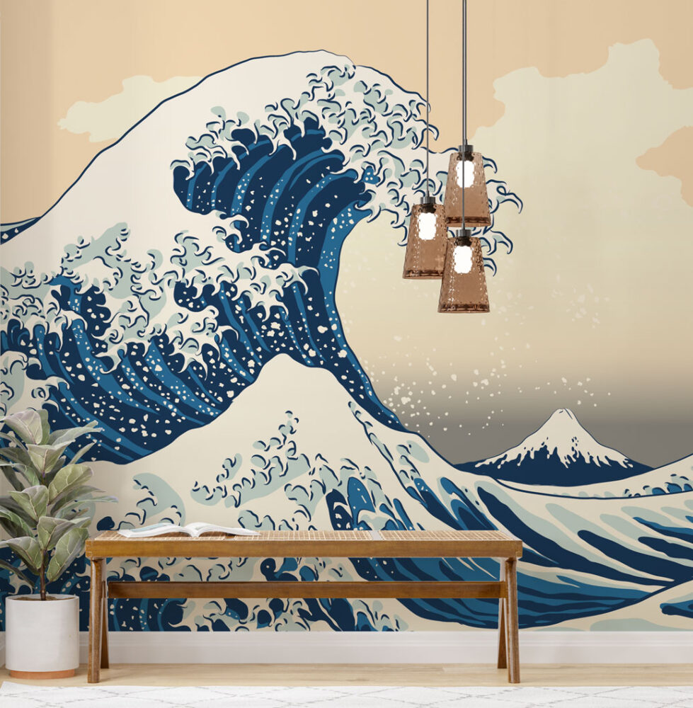 Great Wave Wallpaper : Japanese Ukiyo-e Ocean Mural - View 3