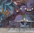 Plum Marble Wallpaper : Copper Vein Floral Mural