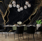 Black Marble Wallpaper : Gold Veined Luxury Mural - View 3