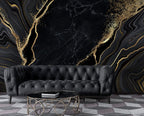 Black Marble Wallpaper : Gold Veined Luxury Mural - View 4