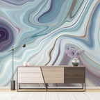 Blue Marble Wave Wallpaper : Fluid Swirl Abstract Mural - View 3