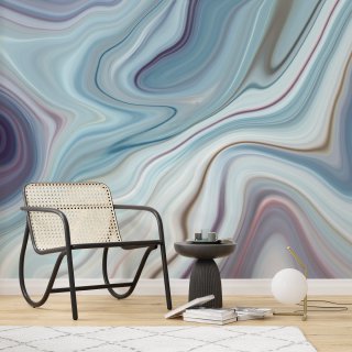 Blue Marble Wave Wallpaper : Fluid Swirl Abstract Mural - View 4