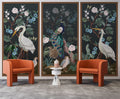 Peacock and Heron Wallpaper : Framed Chinoiserie Panels Mural