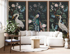 Peacock and Heron Wallpaper : Framed Chinoiserie Panels Mural - View 3