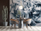 Blue Brushstroke Wallpaper : Abstract Ink Strokes Mural