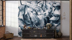 Blue Brushstroke Wallpaper : Abstract Ink Strokes Mural - View 4