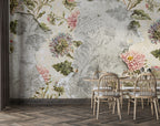 Peeling Wall Floral Wallpaper : Soft Vintage Flowers Mural - View 3