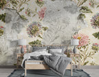 Peeling Wall Floral Wallpaper : Soft Vintage Flowers Mural - View 4