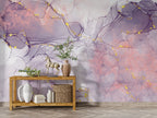 Lilac Marble Wallpaper : Gold Fleck Alcohol Ink Mural - View 3