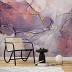 Lilac Marble Wallpaper : Gold Fleck Alcohol Ink Mural - View 4