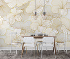 Gold Line Lotus Wallpaper : Art Deco Floral Mural - View 4