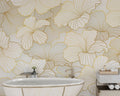 Gold Line Lotus Wallpaper : Art Deco Floral Mural