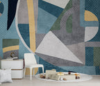 Textured Geometric Wallpaper : Concrete Shapes Modern Mural - View 3