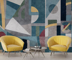 Textured Geometric Wallpaper : Concrete Shapes Modern Mural