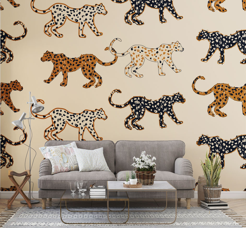 Leopard Wallpaper : Playful Spotted Cats Pattern - View 3