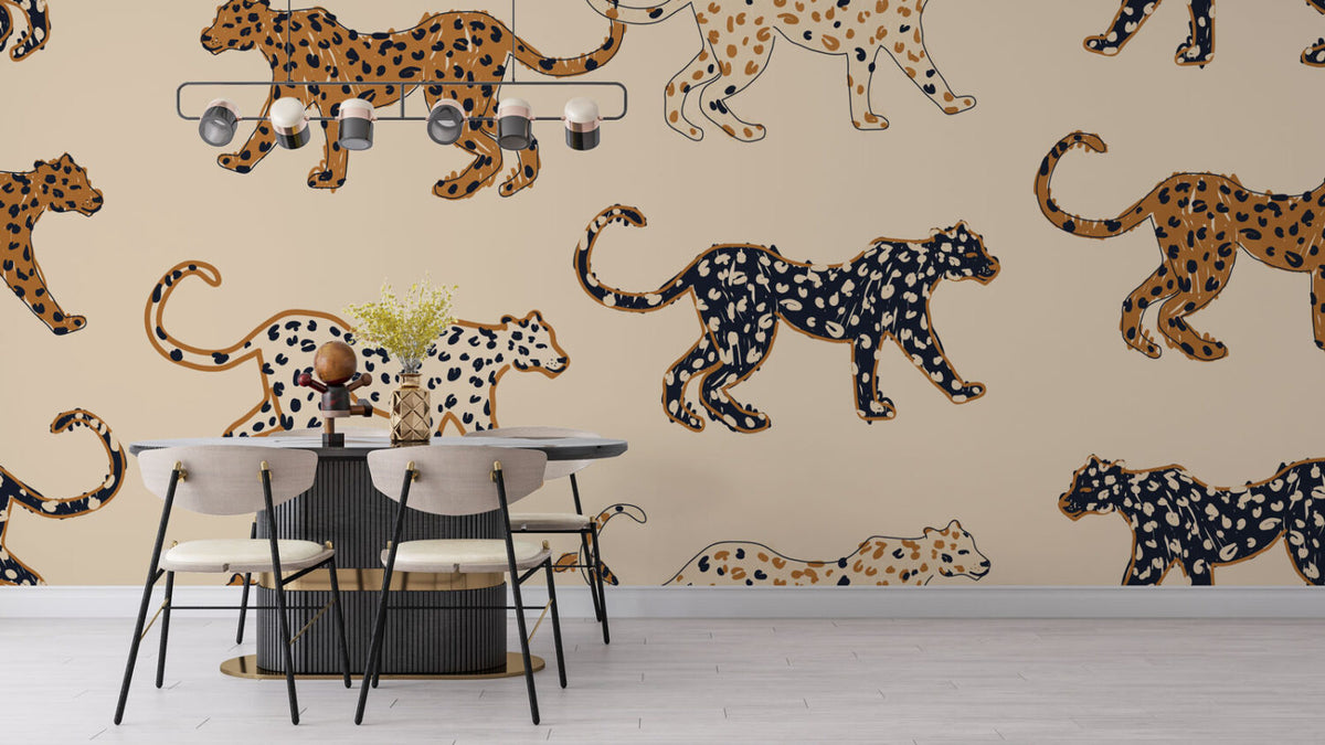 Leopard Wallpaper : Playful Spotted Cats Pattern - View 4