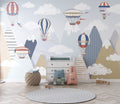 Hot Air Balloon Wallpaper : Pastel Mountains Kids Mural
