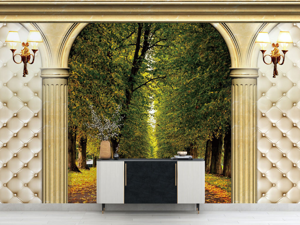 Palace Arch Wallpaper : Green Forest Path View Mural - View 4