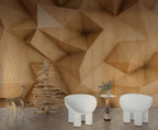 3D Wood Wallpaper : Faceted Geometric Timber Mural
