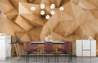 3D Wood Wallpaper : Faceted Geometric Timber Mural - View 3