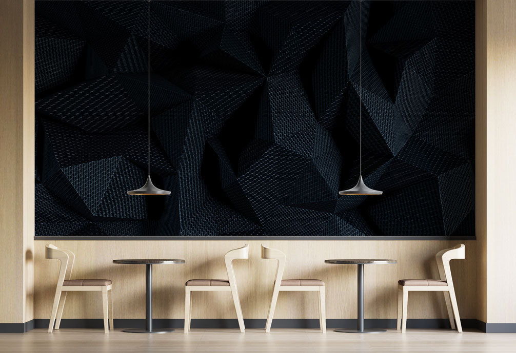 Black 3D Wallpaper : Embossed Geometric Relief Mural