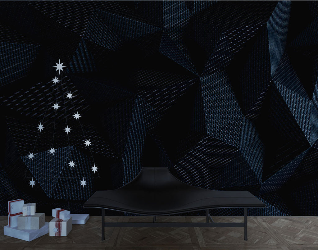 Black 3D Wallpaper : Embossed Geometric Relief Mural - View 4