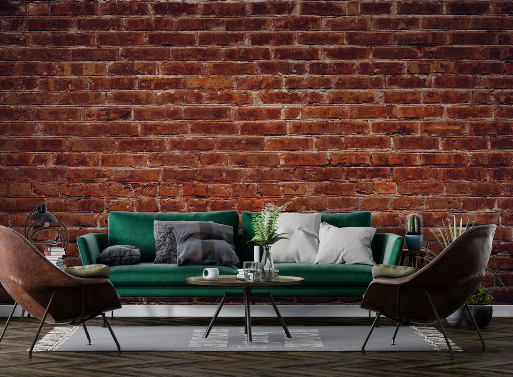 Rustic Red Brick Wallpaper : Old Brick Wall Mural - View 3