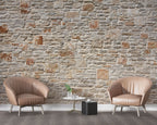 Cream Stone Wall Wallpaper : Natural Rubble Stone Mural - View 3