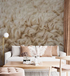 Sheepskin Texture Wallpaper : Cream Wool Fur Mural - View 3