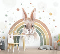 Bunny Rainbow Wallpaper : Watercolor Rabbit Nursery Mural
