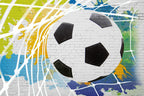 Soccer Ball Graffiti Wallpaper : White Brick Football Mural - flat design